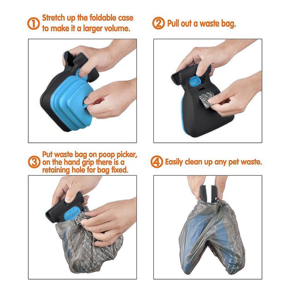 Portable Foldable Pooper Scooper: Dog Travel Essential with Eco-Friendly Bags - Ghostspetpalace.com