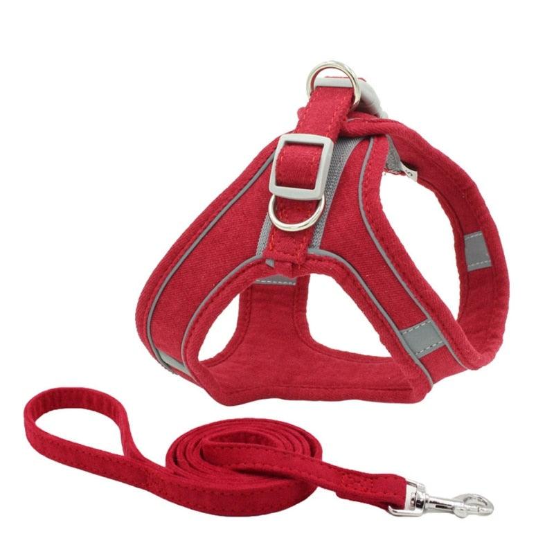 Pet Dog Chest Harness With Leash Reflective Breathable Adjustable Dog Harness Chest Strap For Small Medium Puppy Harness Vest Ghostspetpalace.com
