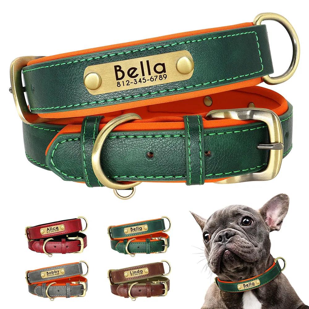 Custom Leather Dog Collar with Free Engraving: Adjustable for All Dog Sizes - Ghostspetpalace.com